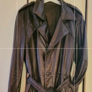 Brown Leather Trench coat